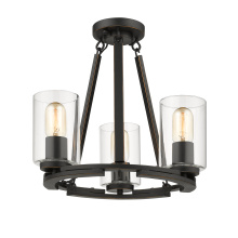  7041-3 BLK-CLR - Wry Lighting Monroe 3-light Chandelier in Matte Black