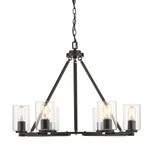  7041-6 BLK-CLR - Golden Lighting Monroe 6-light Chandelier in Matte Black