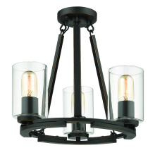  7041-SF BLK-CLR - Wry Lighting Monroe 3-light Semi-Flush in Matte Black