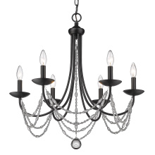  7644-6 BLK - Golden Lighting Mirabella 6-light Chandelier in Matte Black
