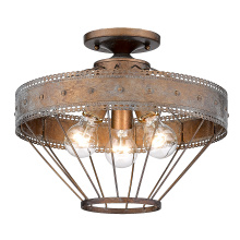  7856-SF CP - Wry Lighting Ferris 3-light Semi-Flush Mount in Copper Patina