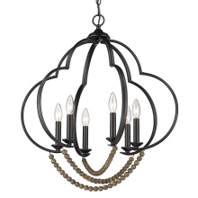  8320-6P BLK-EWB - Golden Lighting Flori 6-light Pendant in Matte Black