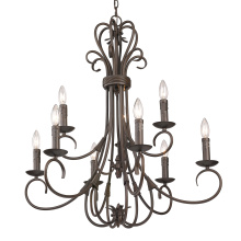  8606-CN9 RBZ - Wry Lighting Homestead 9-light Chandelier in Rubbed Bronze