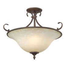  8606-SF RBZ-TEA - Wry Lighting Homestead 3-light Semi-Flush Mount in Rubbed Bronze