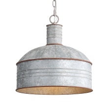  8801-M1L AGV-GV - Wry Lighting Tinsmith 1-light Pendant in Aged Galvanized Steel