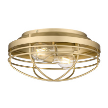  9808-FM BCB - Golden Lighting Seaport 2-light Flush Mount in Brushed Champagne Brass