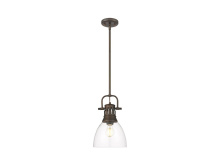  3604-S RBZ-CLR - Duncan Small Pendant with Rod in Rubbed Bronze with Clear Glass