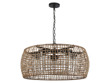  1067-O5P NB-MAW - Piper 5 Light Pendant - Outdoor in Natural Black with Maple All-Weather Wicker Shade