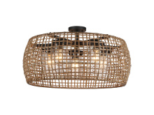  1067-O5SF NB-MAW - Piper 5 Light Semi-Flush - Outdoor in Natural Black with Maple All-Weather Wicker Shade