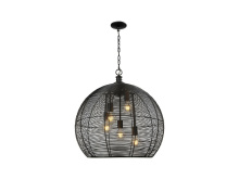  6802-L BLK - Calypso 5 Light Pendant in Matte Black with Matte Black Shade