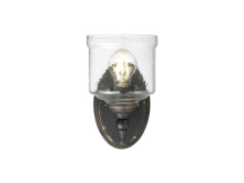  0806-1W ABI-HWG - Keating 1 Light Wall Sconce in Antique Black Iron with Hammered Water Glass Shade