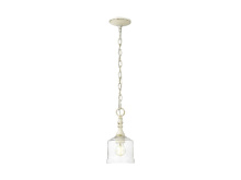  0806-M1L ABI-HWG - Keating Mini Pendant in Antique Black Iron with Hammered Water Glass Shade