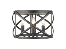  0890-FM ABI - Alcott 2 Light Flush Mount in Antique Black Iron with No Shade