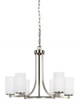  3139106-962 - Hettinger transitional 6-light indoor dimmable ceiling chandelier pendant light in brushed nickel si