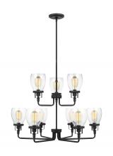  3214509-112 - Belton transitional 9-light indoor dimmable ceiling chandelier pendant light in midnight black finis