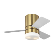  3ERHR32BBSD - Era 32 Hugger LED Ceiling Fan in Burnished Brass with Matte White Blades and Light Kit