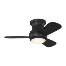  3OBSHR32MBKD - Orbis 32 Hugger LED Ceiling Fan in Midnight Black with Midnight Black Blades and Light Kit