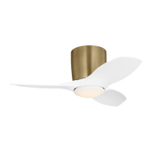  3TTHR32SBD - Titus 32 Hugger LED Ceiling Fan in Satin Brass with Matte White Blades and Light Kit
