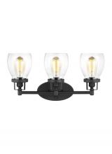  4414503-112 - Belton transitional 3-light indoor dimmable bath vanity wall sconce in midnight black finish with cl