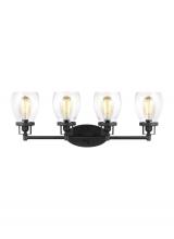  4414504-112 - Belton transitional 4-light indoor dimmable bath vanity wall sconce in midnight black finish with cl