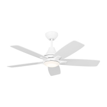  5LWDR44RZWD - Lowden 44 LED Ceiling Fan in Matte White with Matte White Blades and Light Kit
