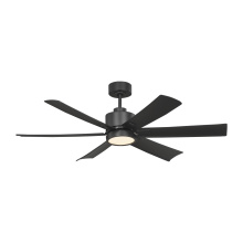 6FLSM52MBKD - Flera Smart 52 LED Ceiling Fan in Midnight Black with Midnight Black Blades