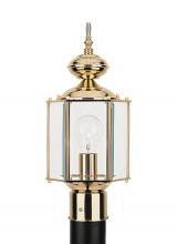  8209-02 - Classico traditional 1-light outdoor exterior post lantern in polished brass gold finish with clear