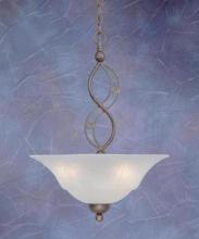  234-BRZ-53815 - Three Light Bronze White Marble Glass Up Pendant
