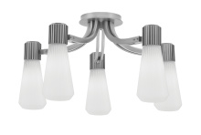  4817-GP-881 - Everleigh 5 Light Semi-Flush Shown in Graphite Finish with 4" White Glass