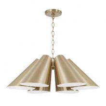  354961MA - 6-Light Modern Pendant in Matte Brass with Painted White Interior
