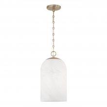  355811MA-553 - 1-Light Capsule Pendant in Matte Brass with Faux Alabaster Glass and Alternating Loop Designer Chain