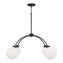 457141BI-557 - 4-Light Chandelier in Matte Black with Soft White Glass Globes