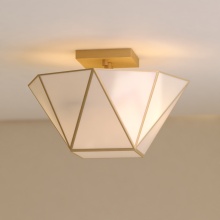  C0331 - Burnett 14-in. W 2 Light Semi-Flush Mount Muted Brass