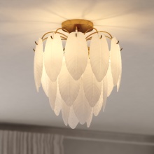  C0334 - Burbank 13.5-in. W 4 Light Semi-Flush Mount Muted Gold