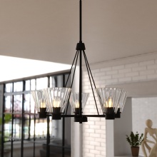  H0309 - Dalton 25.5-in. 5 Light Chandalier Matte Black