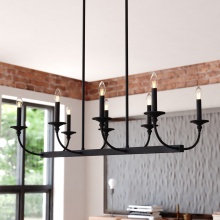  H0315 - Durham 36-in. W 8 Light Linear Chandelier Matte Black