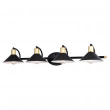  W0437 - Akron 4 Light Vanity Matte Black and Natural Brass with Matte White