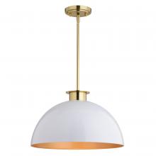  P0411 - Devon 16-in. Pendant Glossy White and Satin Brass