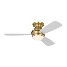  3IKR44BBSD - Ikon 44 Hugger LED Ceiling Fan in Burnished Brass with Matte White Blades and Light Kit
