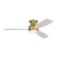  3IKR52BBSD - Ikon 52 Hugger LED Ceiling Fan in Burnished Brass with Matte White Blades and Light Kit