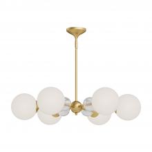  CH415330BGOP - Celia 30-in Brushed Gold/Opal Glass 6 Lights Chandeliers