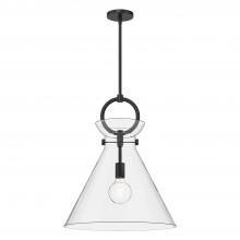  PD412518MBCL - Emerson 18-in Matte Black/Clear Glass 1 Light Pendant