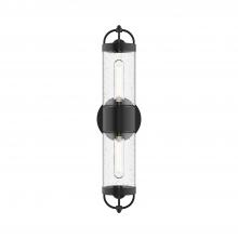  EW461102BKCB - Lancaster 5-in Clear Bubble Glass/Textured Black 2 Lights Exterior Wall Sconce
