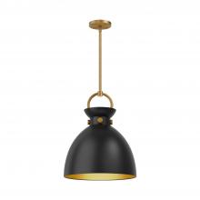  PD411314AGMB - Waldo 14-in Aged Gold/Matte Black 1 Light Pendant
