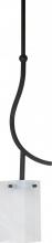  60/003 - 1-Light 7" Textured Black Mini Pendant with Hang-Straight Canopy with Alabaster Swirl Glass