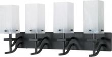  60/007 - 4-Light 27" Textured Black Wall Mounted Vanity Fixture with Alabaster Swirl Glass