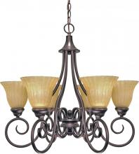  60/010 - 6-Light 25" Copper Bronze Chandelier with Champagne Linen Washed Glass