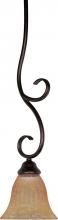  60/014 - 1-Light 7" Copper Bronze Mini Pendant with Hang Straight Canopy with Champagne Linen Washed
