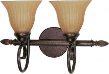  60/016 - 2-Light 18" Copper Bronze Vanity Light Fixture with Champagne Linen Washed Glass