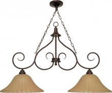  60/019 - 2-Light 41" Copper Bronze Island Pendant Light Fixture with Champagne Linen Washed Glass